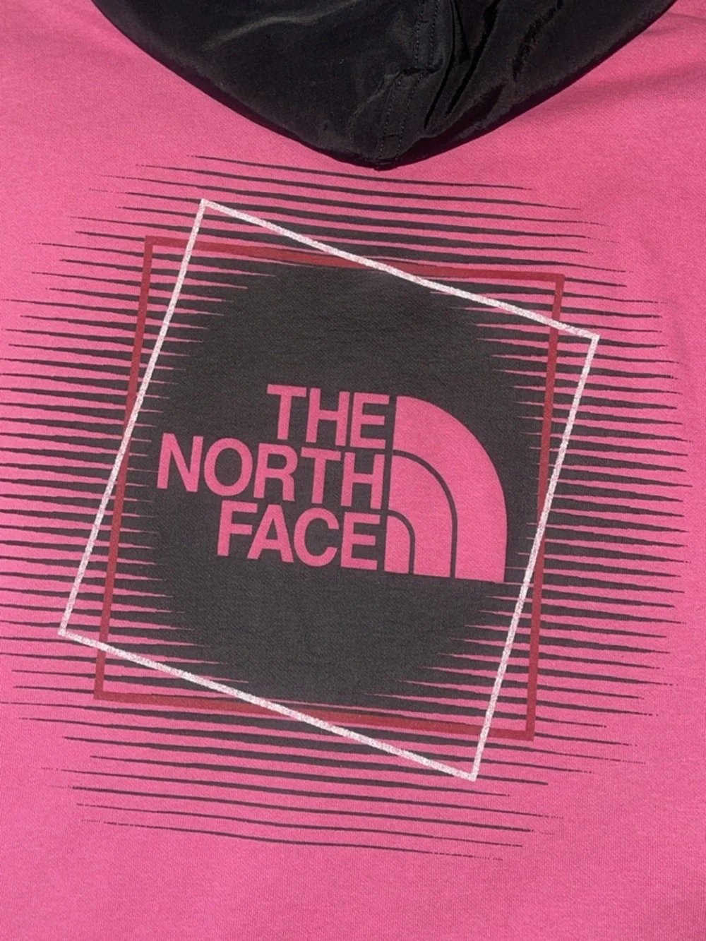The North Face Graphic Box Logo Pullover Hoodie Men Medium Pink Black